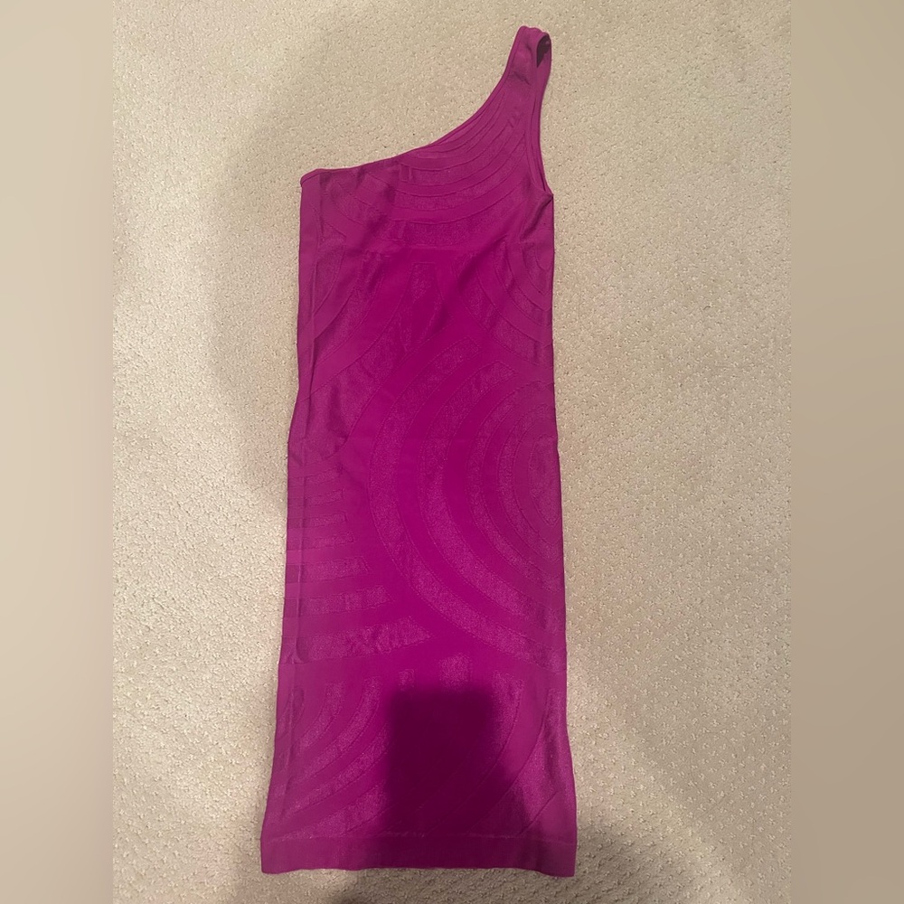 bebe One-Shoulder Bodycon Fuchsia Dress Small